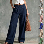 Solid Color Loose Fit Casual Pants - Elastic Waist Trousers thumbnail 5