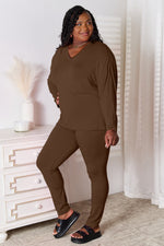 Basic Bae Full Size V-Neck Soft Rayon Long Sleeve Top and Pants Lounge Set thumbnail 19