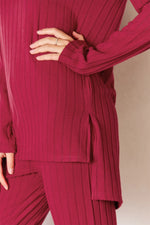 Basic Bae Full Size Ribbed Round Neck High-Low Slit Top and Pants Set thumbnail 4