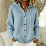 Women's Relaxed Fit Hooded Cardigan - Casual Loose Knit Sweater Jacket for Daily Wear thumbnail 6