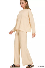 Zenana Viscose Sweater Top & Pants Set thumbnail 3