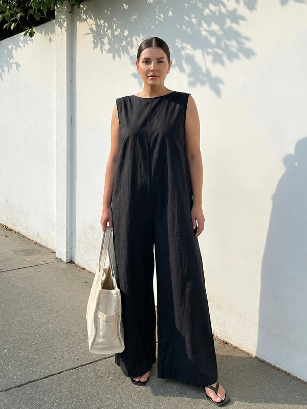 Solid Color Loose Wide-leg Jumpsuit