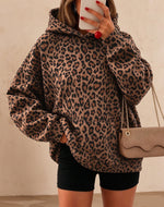 Women's Leopard-print Hooded Fleece-lined Sweatshirt thumbnail 7