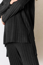 Basic Bae Full Size Ribbed Round Neck High-Low Slit Top and Pants Set thumbnail 7