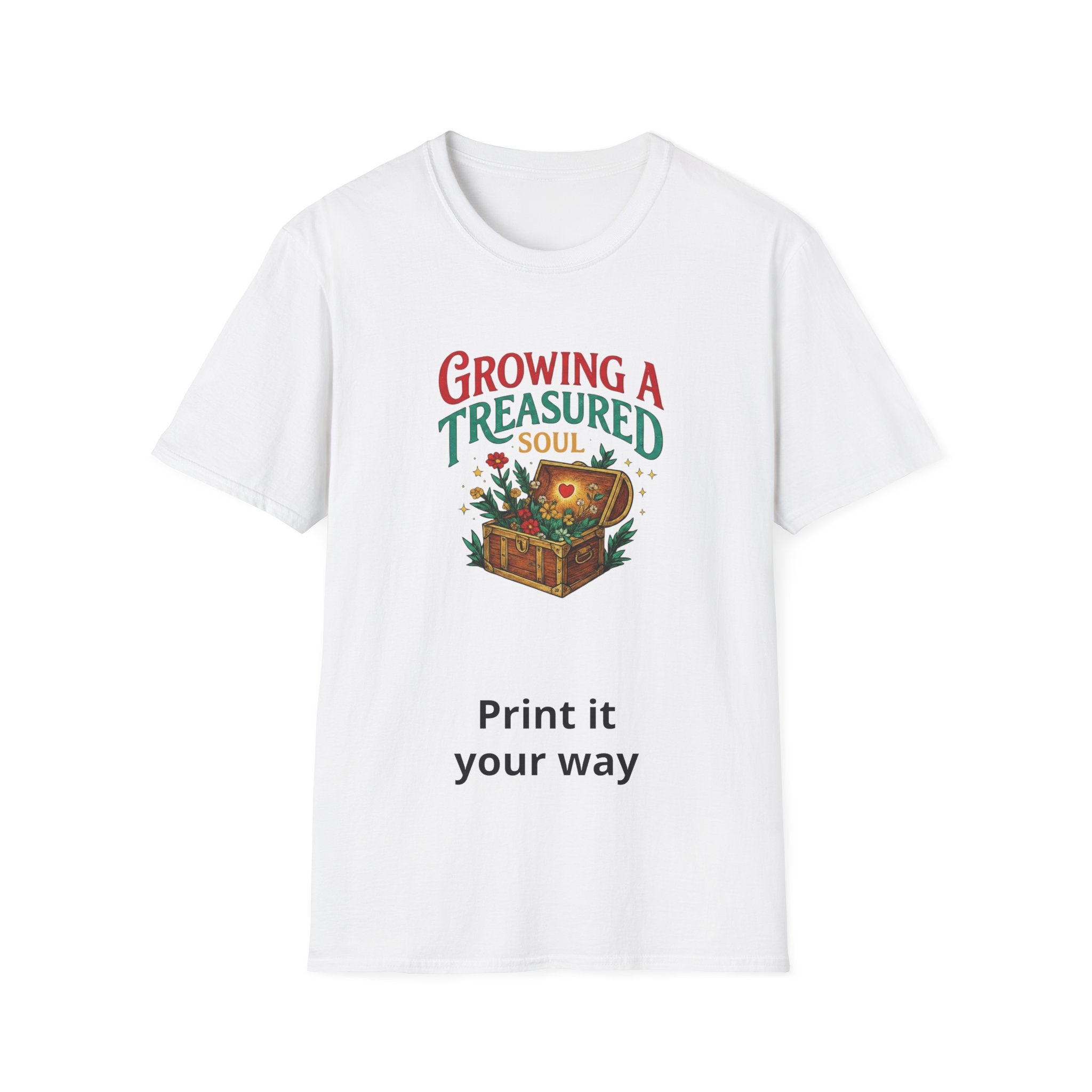 Growing a Treasured Soul T-Shirt — Inspirational Floral Treasure Chest Tee