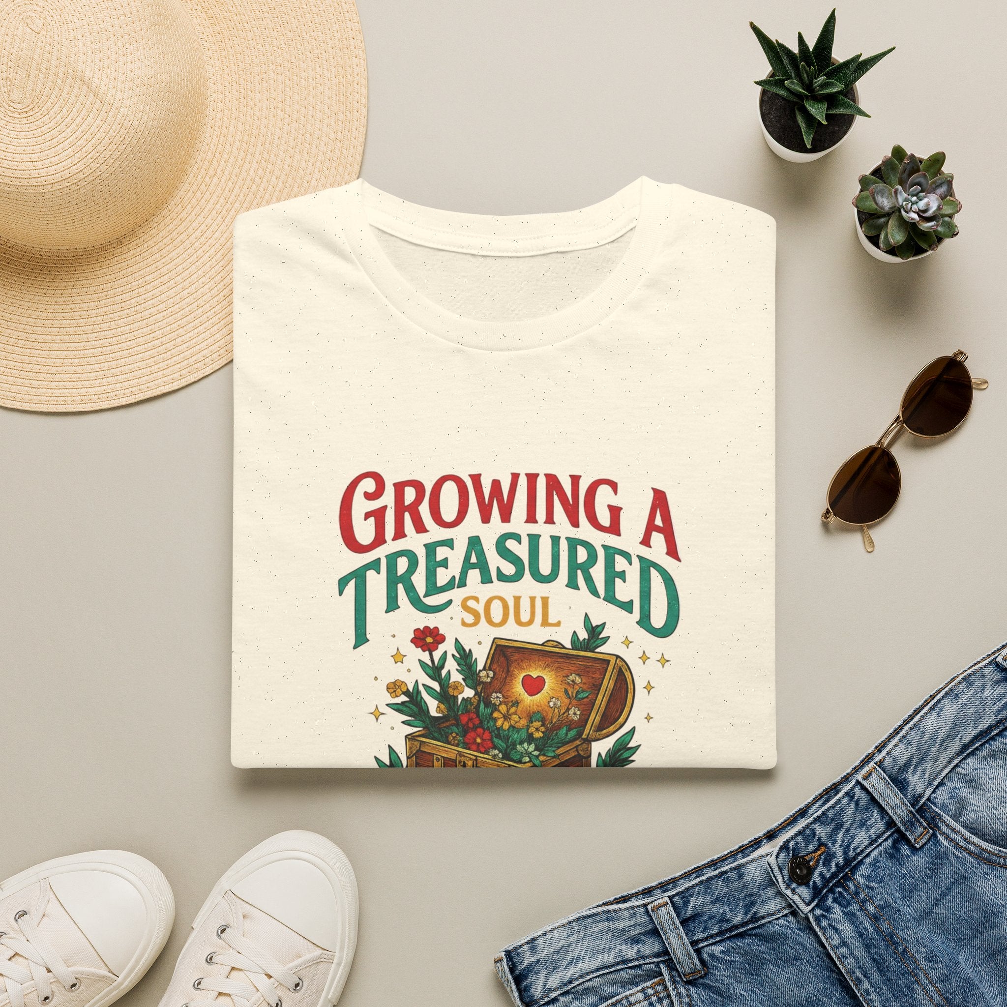 Growing a Treasured Soul T-Shirt — Inspirational Floral Treasure Chest Tee