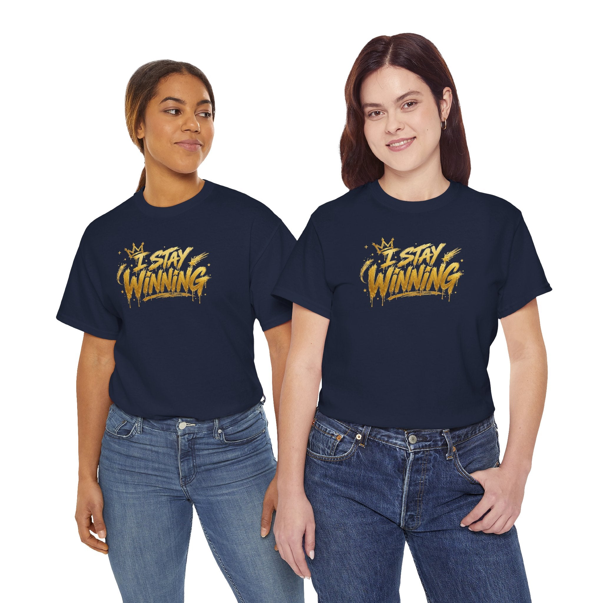 I Stay Winning T‑Shirt — Motivational Gold Script Tee
