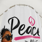 Shower Curtain — "Peace and Progress" Inspirational Afrocentric Bathroom Decor