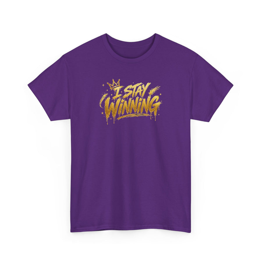 I Stay Winning T‑Shirt — Motivational Gold Script Tee