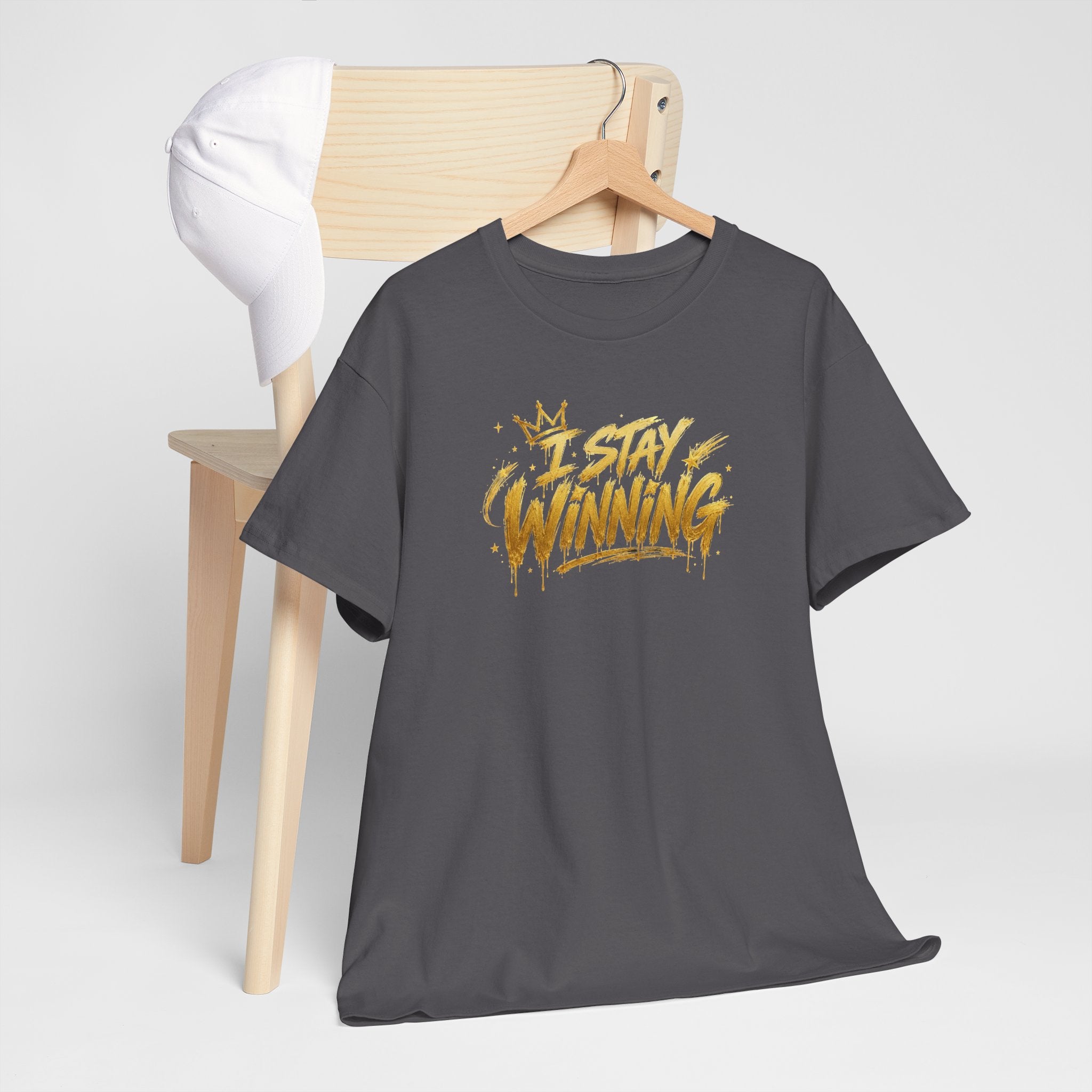 I Stay Winning T‑Shirt — Motivational Gold Script Tee