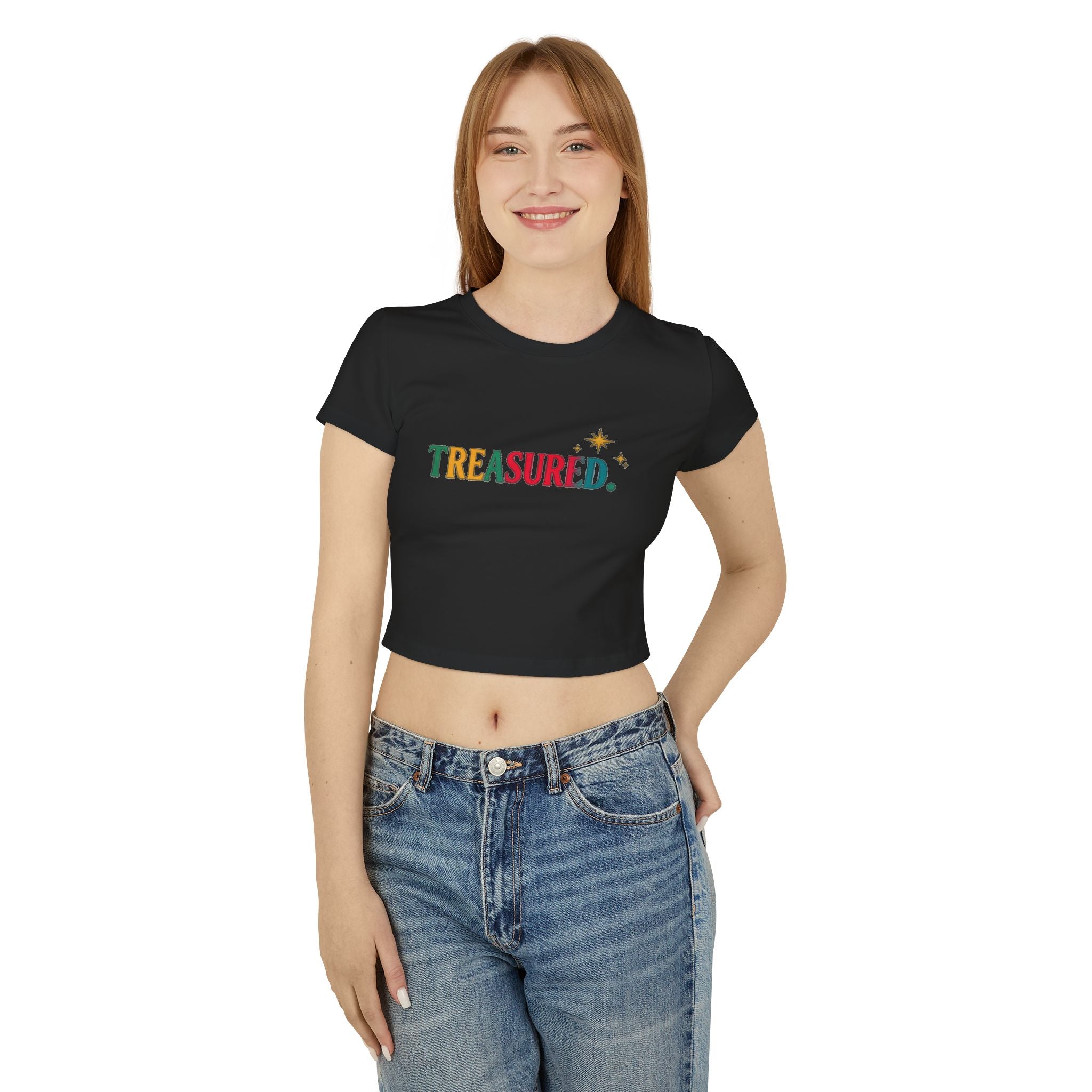 Treasured Crop Tee — Retro Color Block Women's Baby Tee