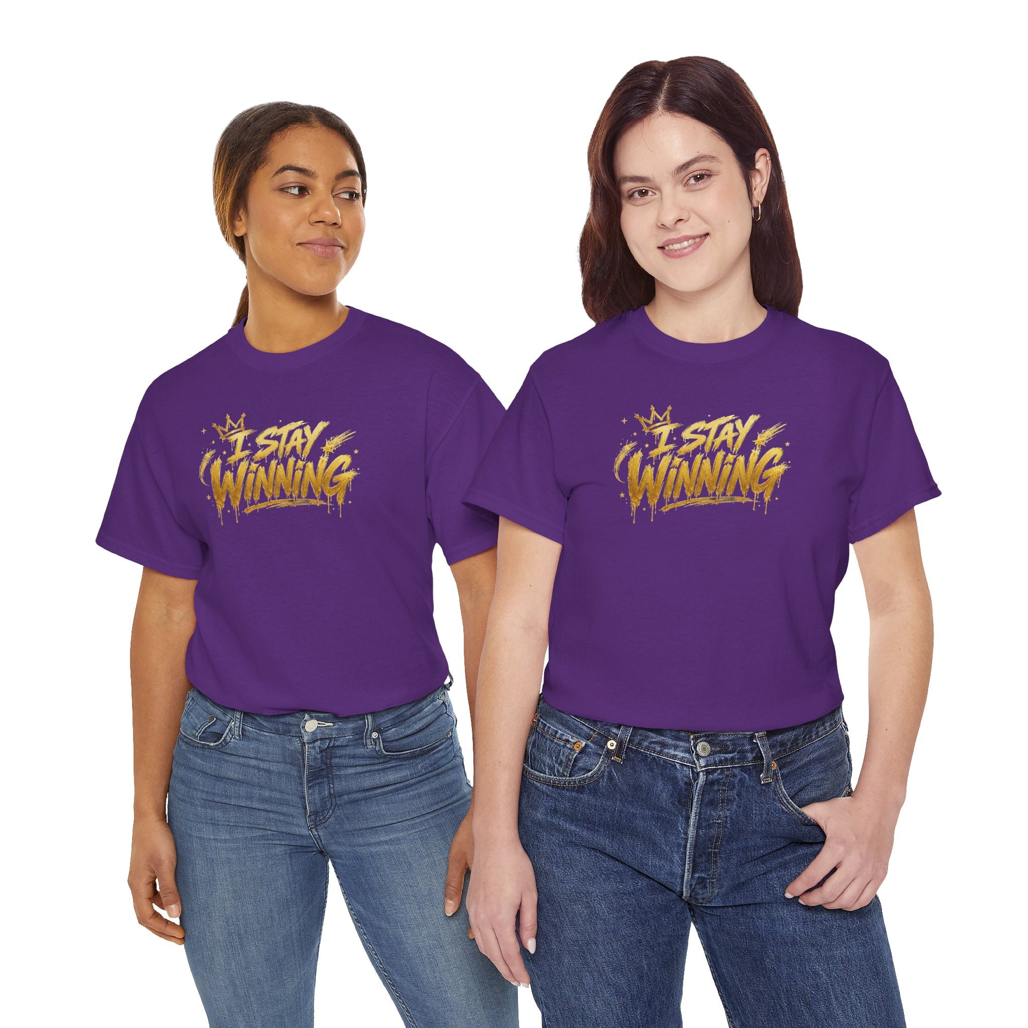 I Stay Winning T‑Shirt — Motivational Gold Script Tee
