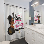 Shower Curtain — "Peace and Progress" Inspirational Afrocentric Bathroom Decor