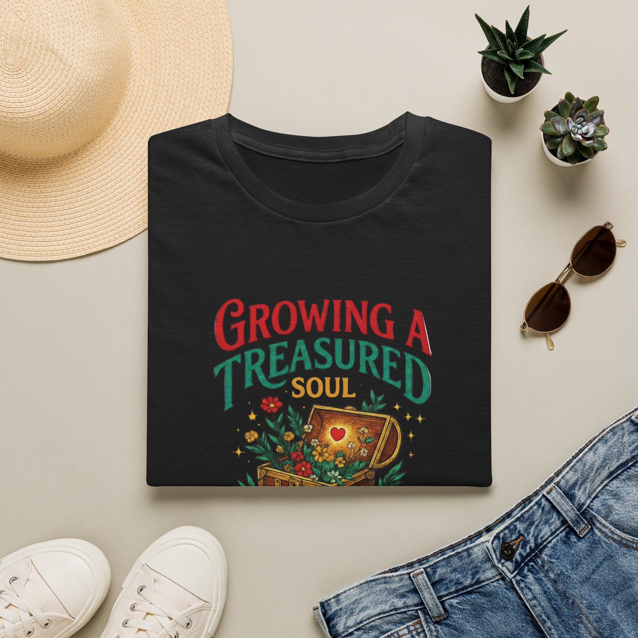 Growing a Treasured Soul T-Shirt — Inspirational Floral Treasure Chest Tee