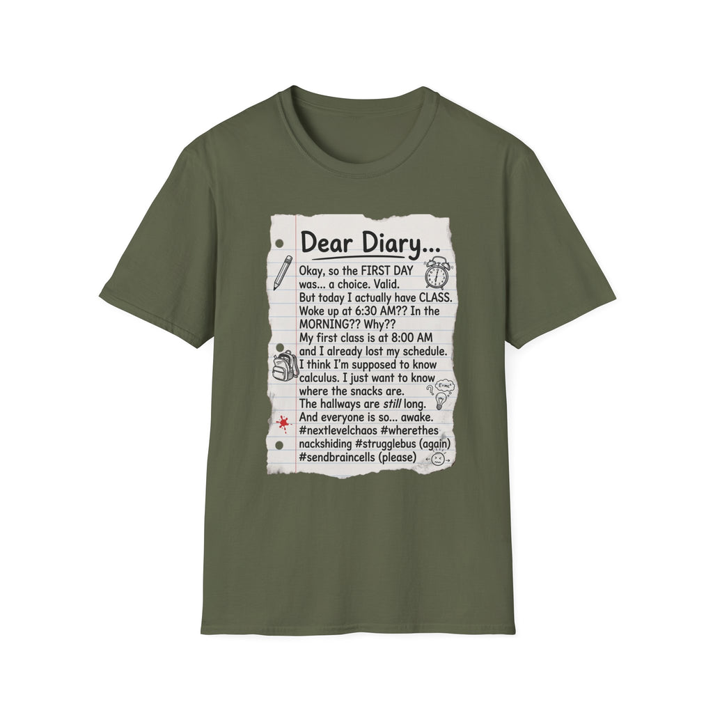 Dear Diary Funny Journal Quote T-Shirt — Back-to-School Student Humor Tee