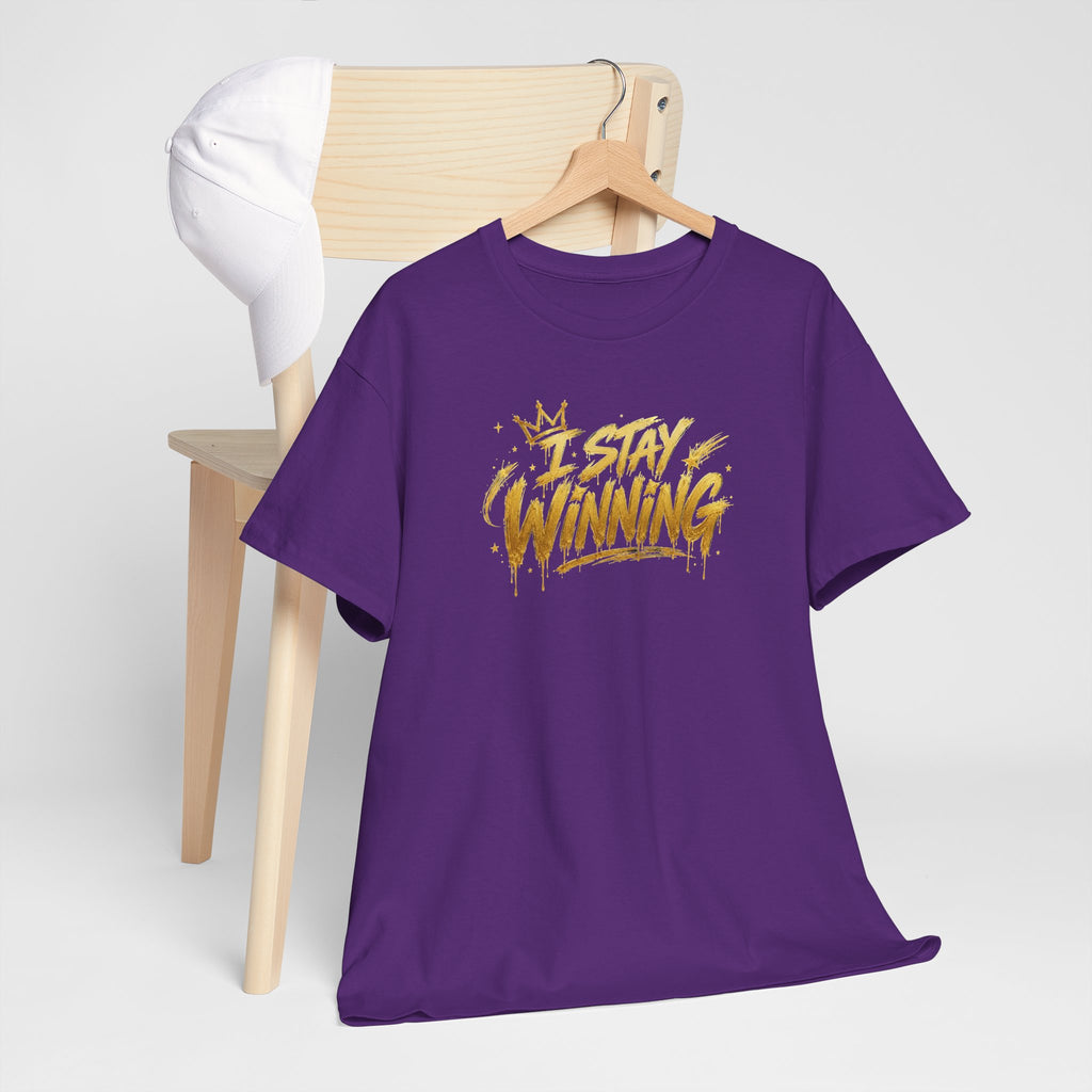 I Stay Winning T‑Shirt — Motivational Gold Script Tee