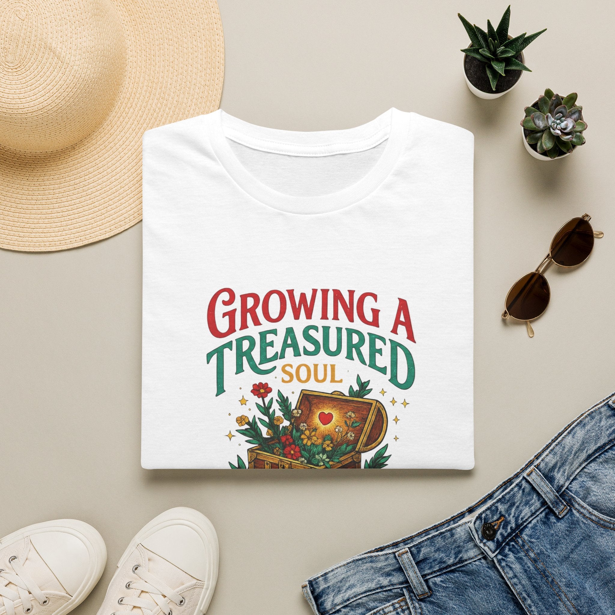 Growing a Treasured Soul T-Shirt — Inspirational Floral Treasure Chest Tee