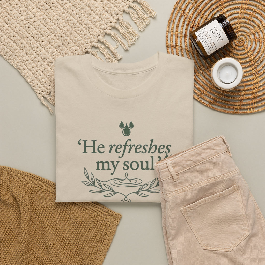 Psalm 23 "He Refreshes My Soul" T-Shirt