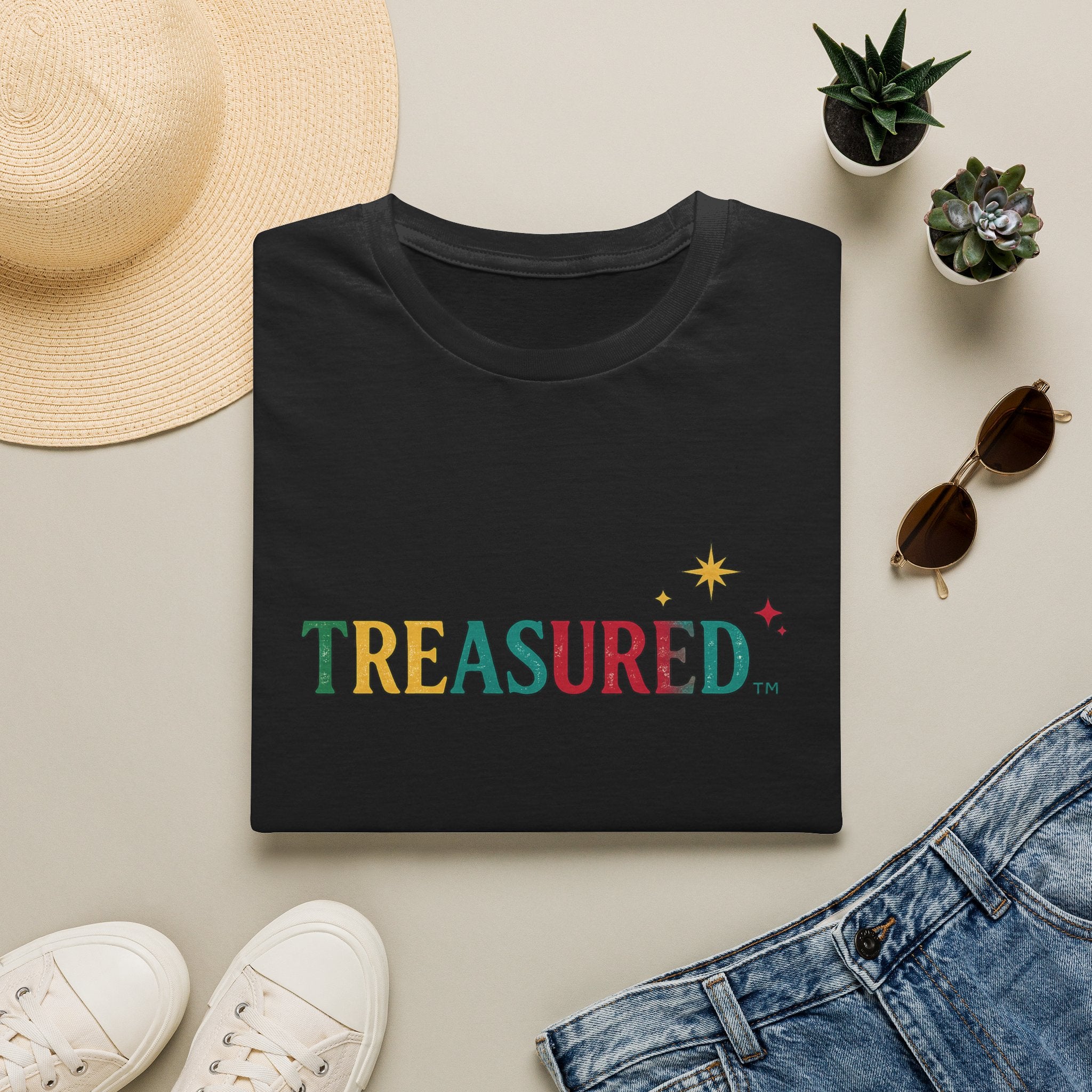 Treasured Graphic T-Shirt — Colorful Retro Lettering with Star Accent
