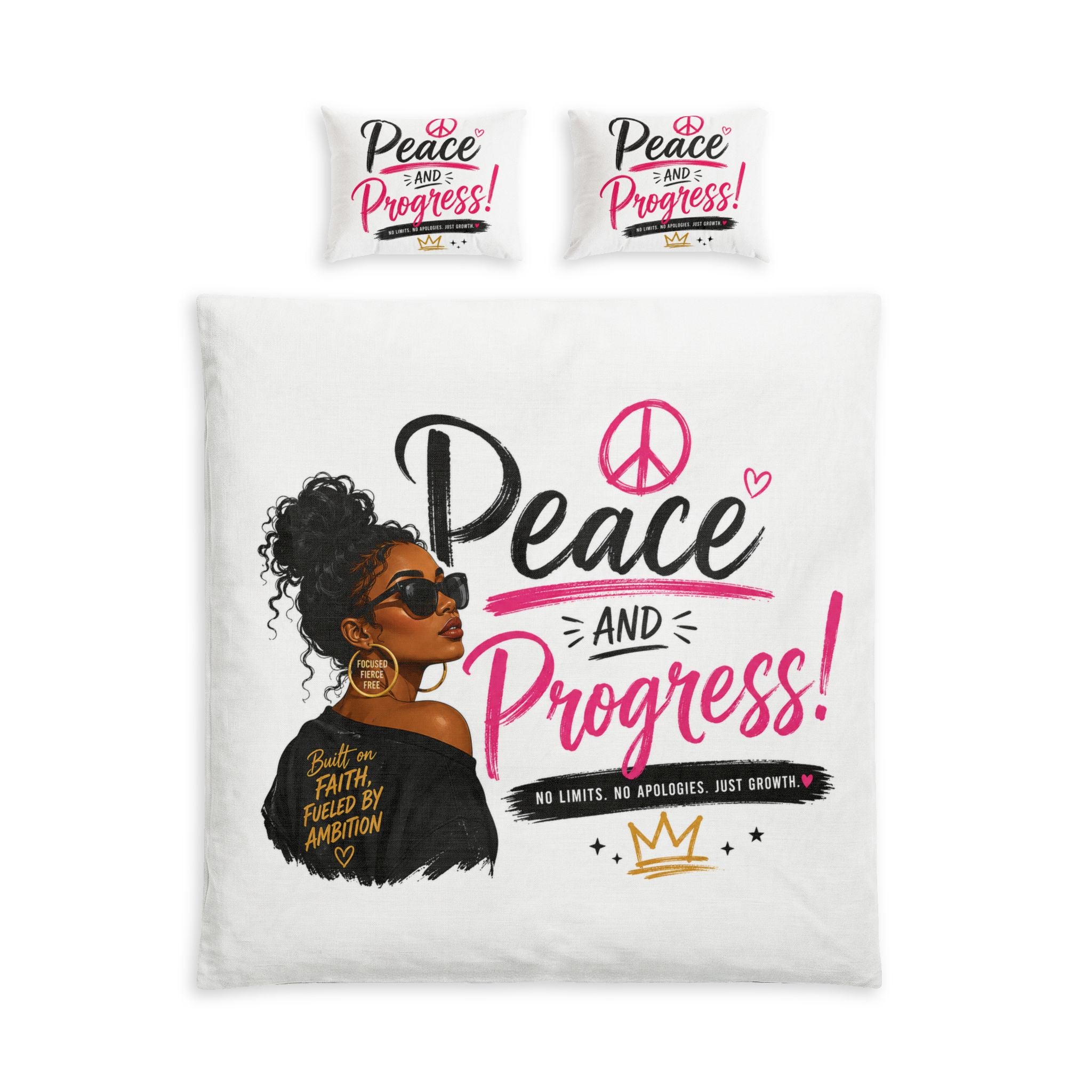 Peace and Progress Cotton Bed Set – Empowering Afrocentric Duvet Cover & Pillowcases