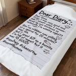 Plush Blanket — “Dear Diary” Funny Journal Note Throw thumbnail 3