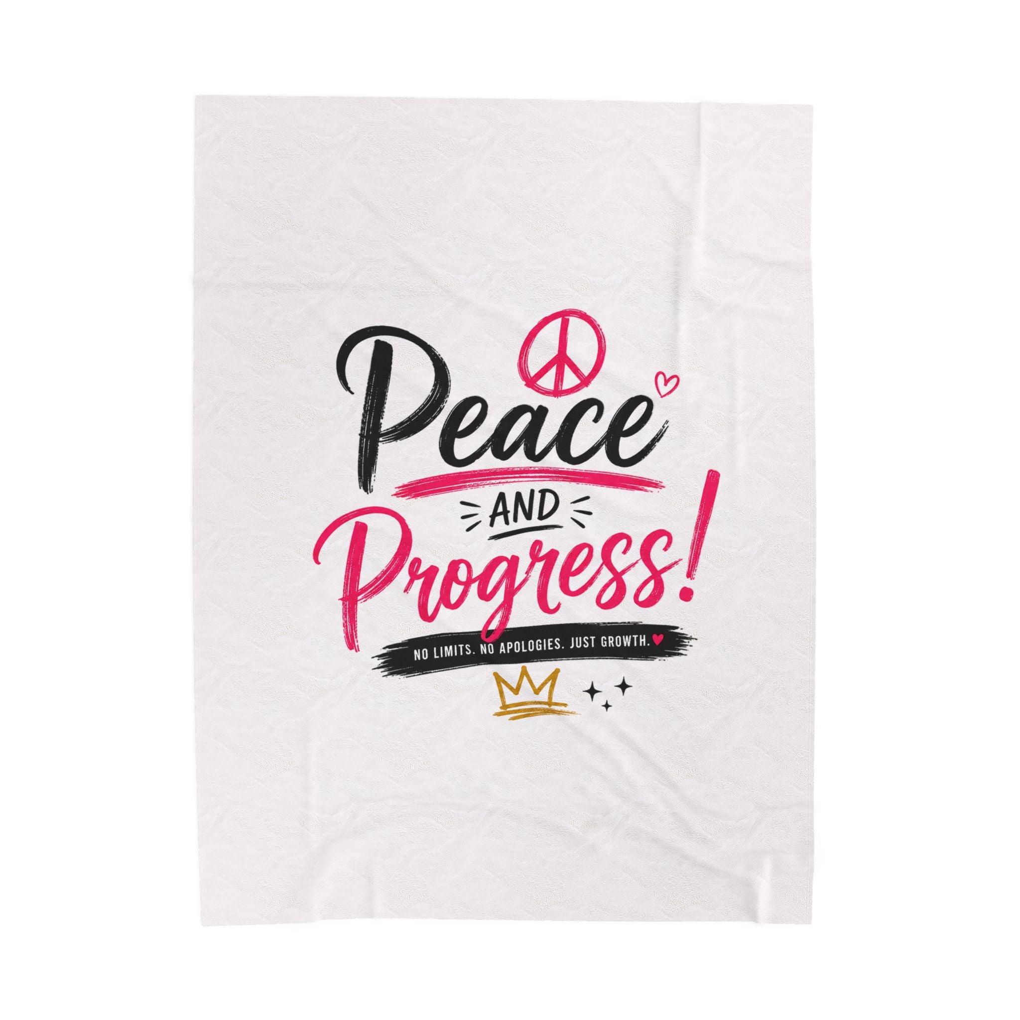 Velveteen Plush Blanket — “Peace and Progress!” Inspirational Throw