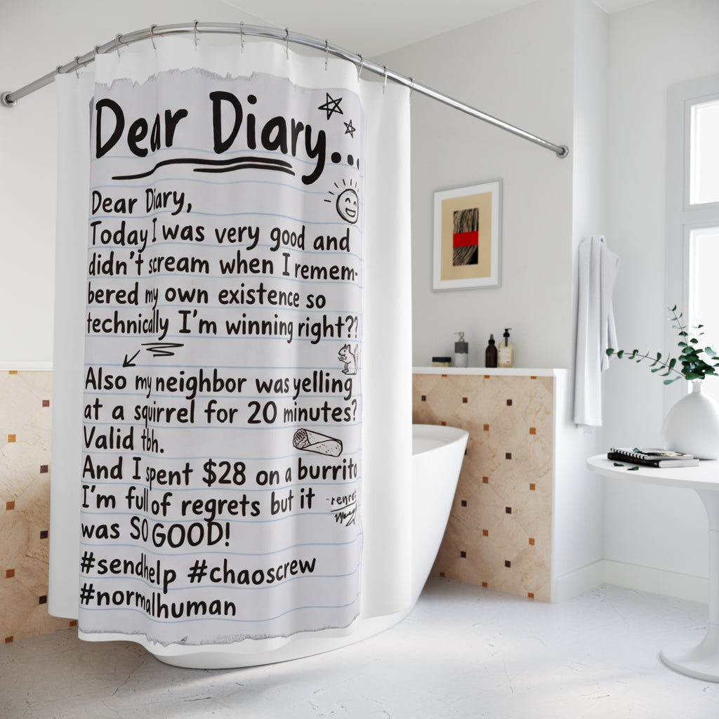 Diary Shower Curtain — Funny 'Dear Diary' Notebook Note Bathroom Curtain