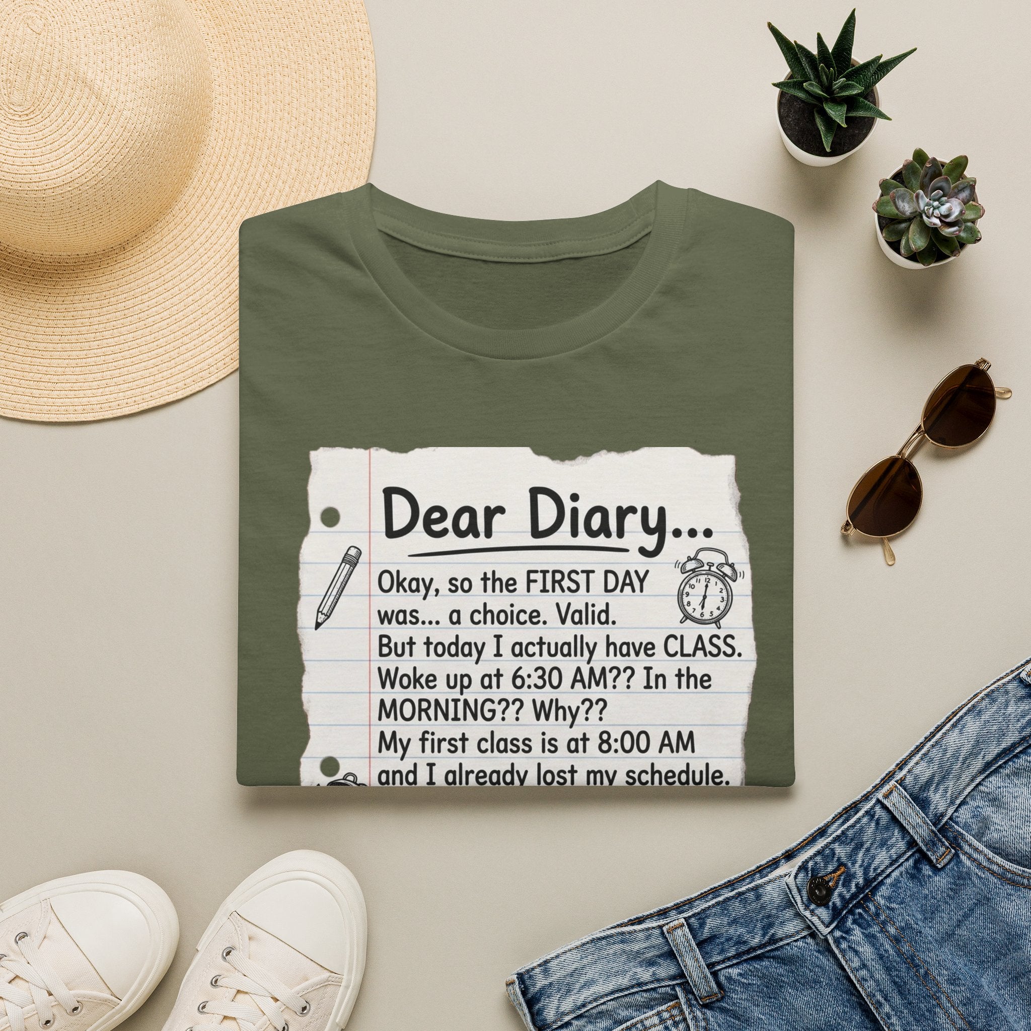 Dear Diary Funny Journal Quote T-Shirt — Back-to-School Student Humor Tee