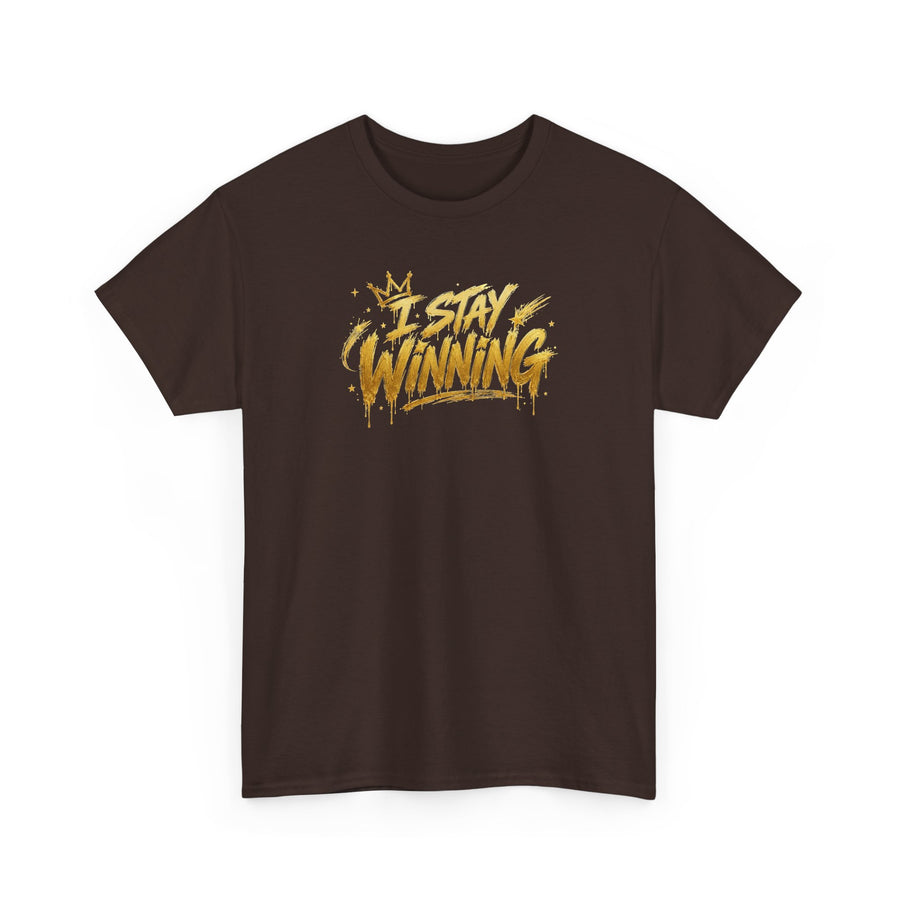 I Stay Winning T‑Shirt — Motivational Gold Script Tee