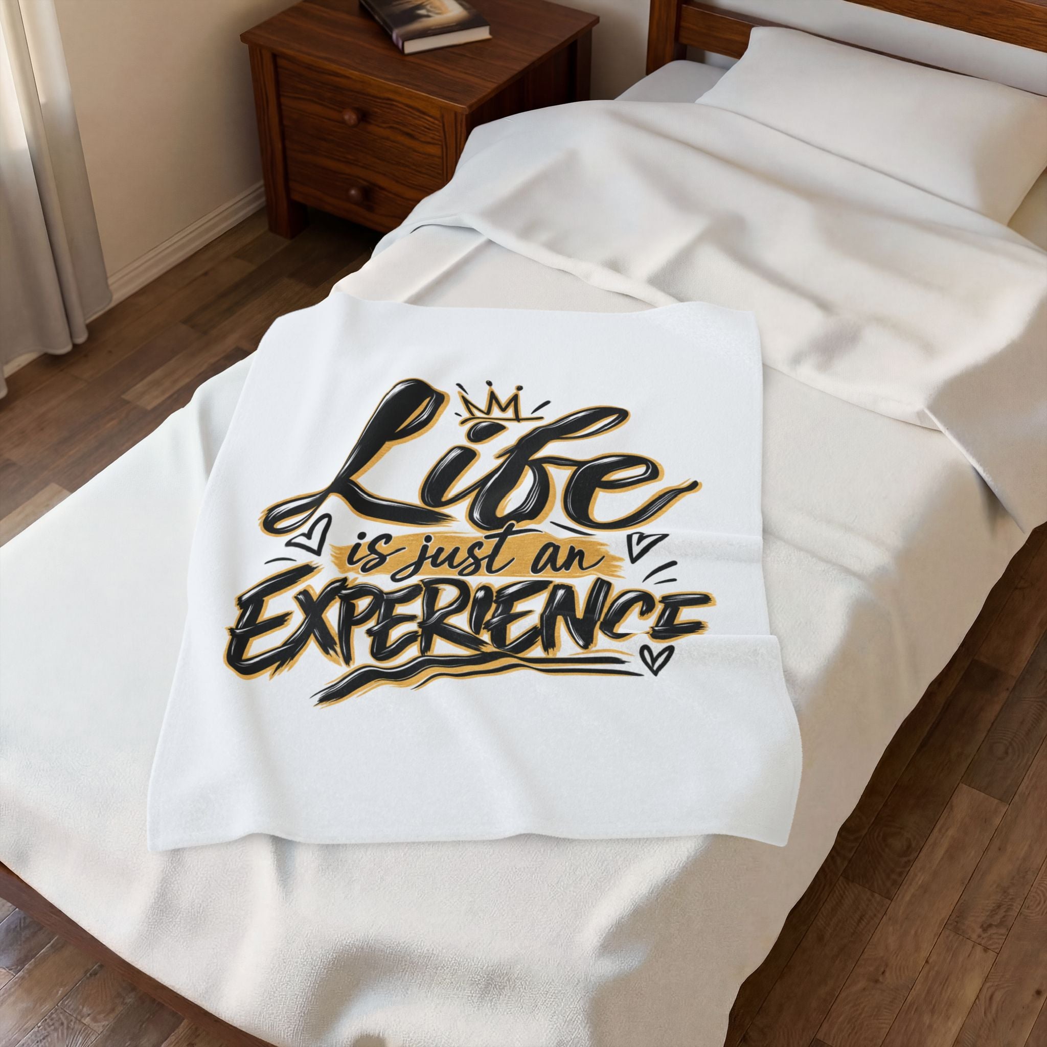 Velveteen Plush Blanket — "Life Is Just An Experience" Inspirational Throw