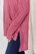Basic Bae Full Size Ribbed Half Button Long Sleeve High-Low T-Shirt thumbnail 19