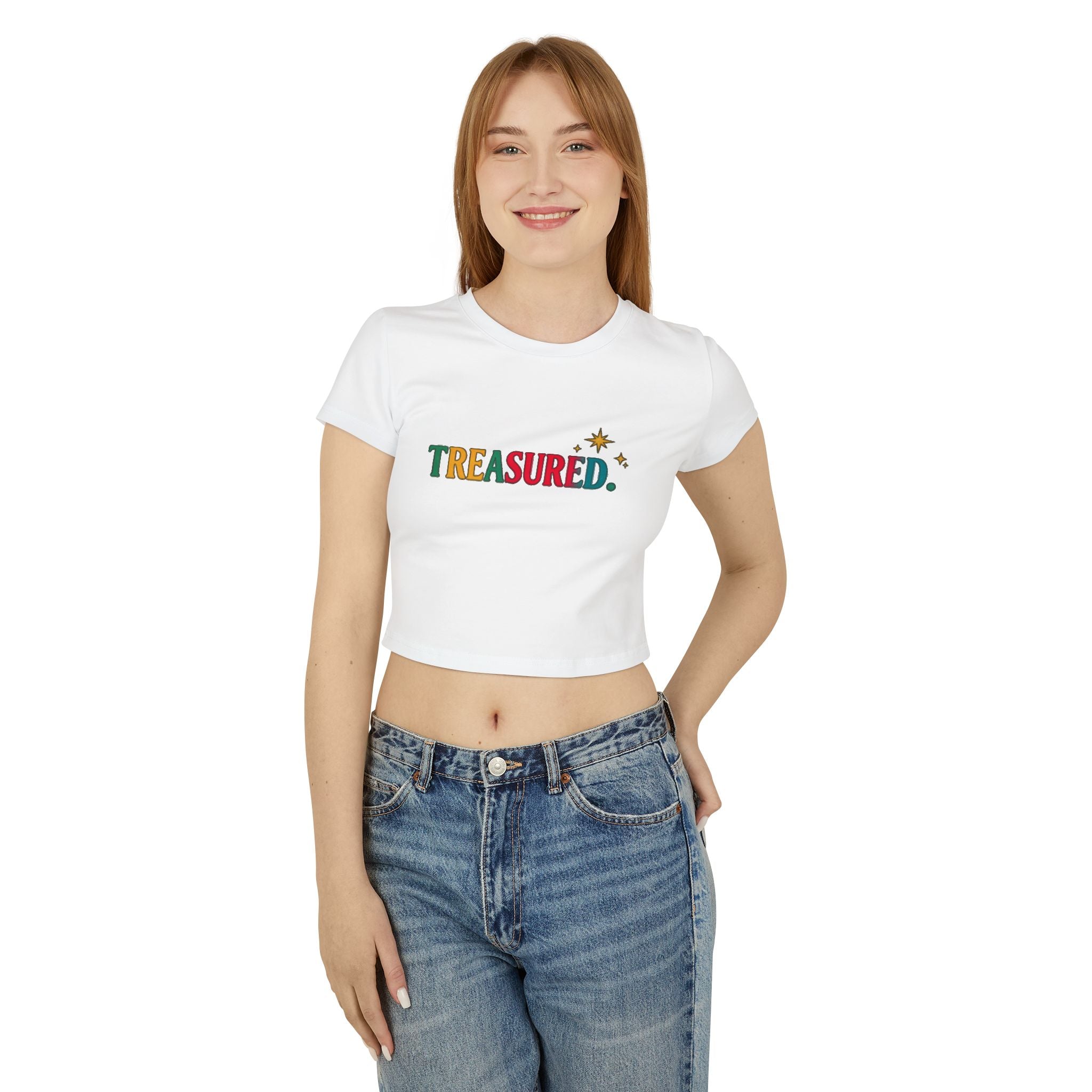 Treasured Crop Tee — Retro Color Block Women's Baby Tee