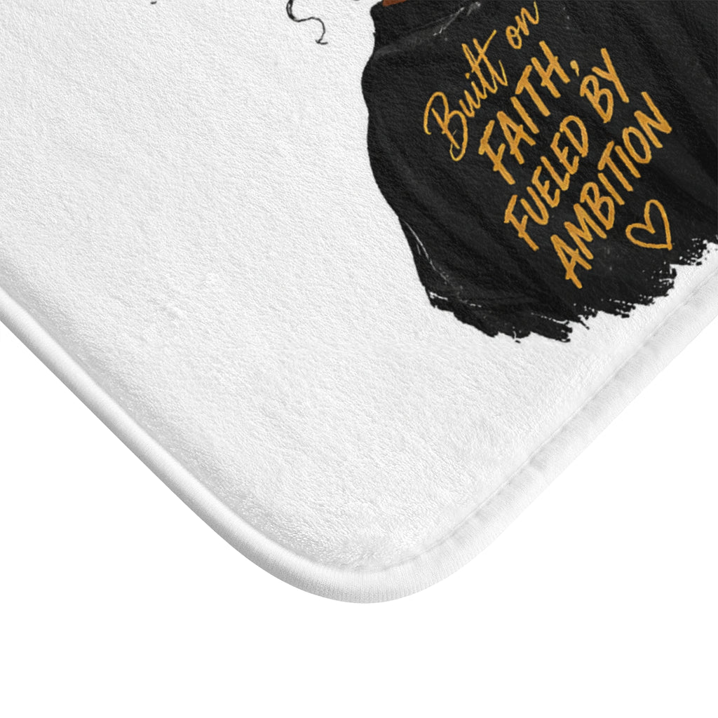 Peace and Progress Bath Mat — "Built on Faith, Fueled by Ambition" Inspirational Bathroom Rug