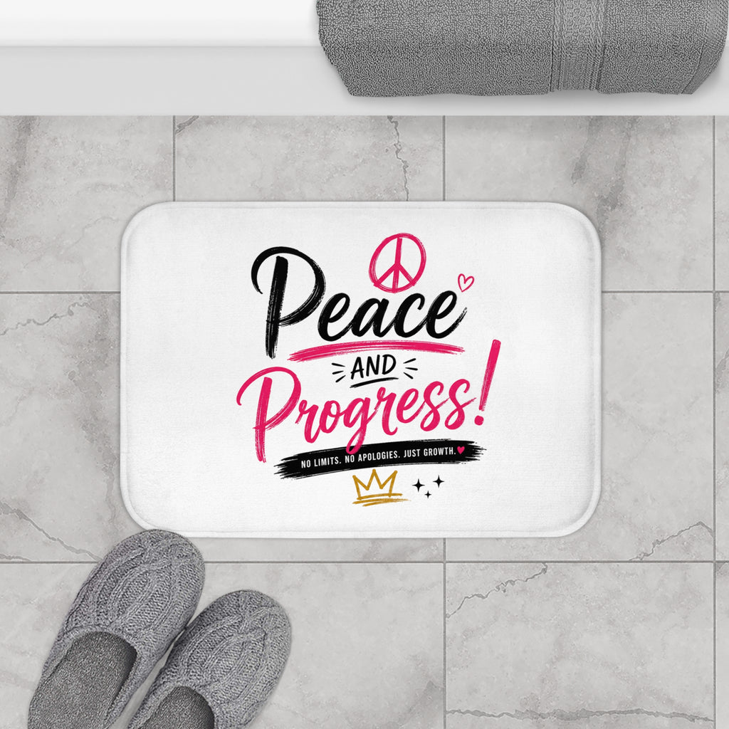 Peace and Progress Bath Mat — "Built on Faith, Fueled by Ambition" Inspirational Bathroom R (No image)ug