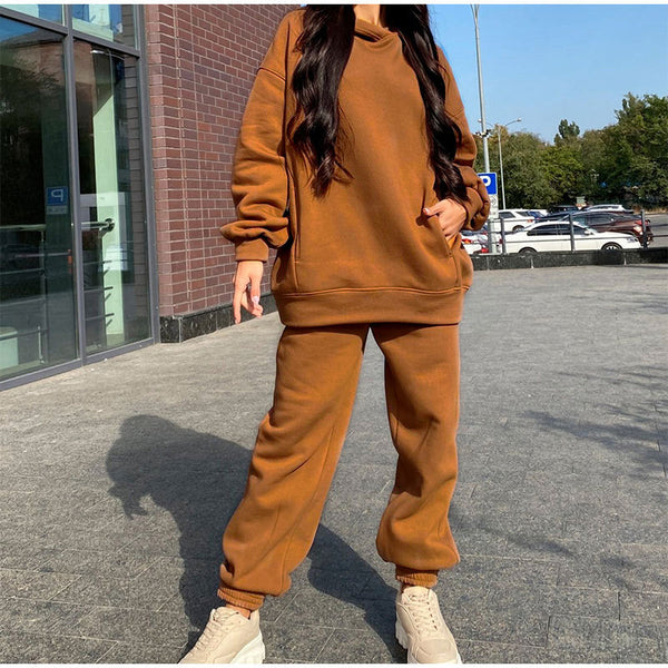 Women's Plush Hoodie & Straight-Leg Pants Set