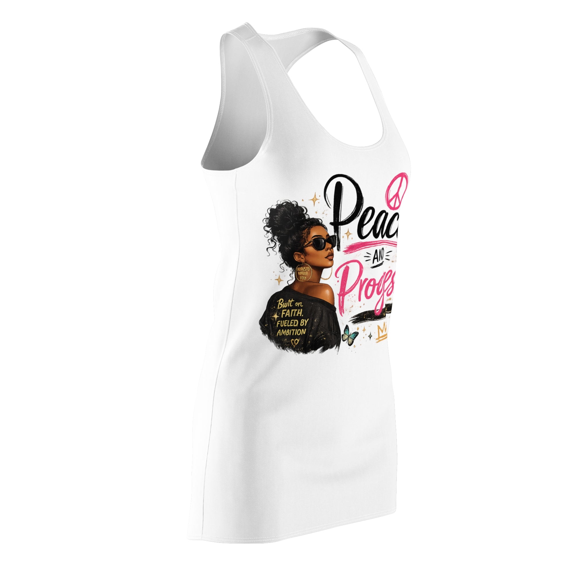 Peace and Progress Racerback Dress – Empowerment Graphic Dress for Women