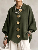 Button-down Cardigan Women's Fall Winter Lapel Button Knitted Jacket Long Sleeve Loose Fit Sweater Outerwear thumbnail 11
