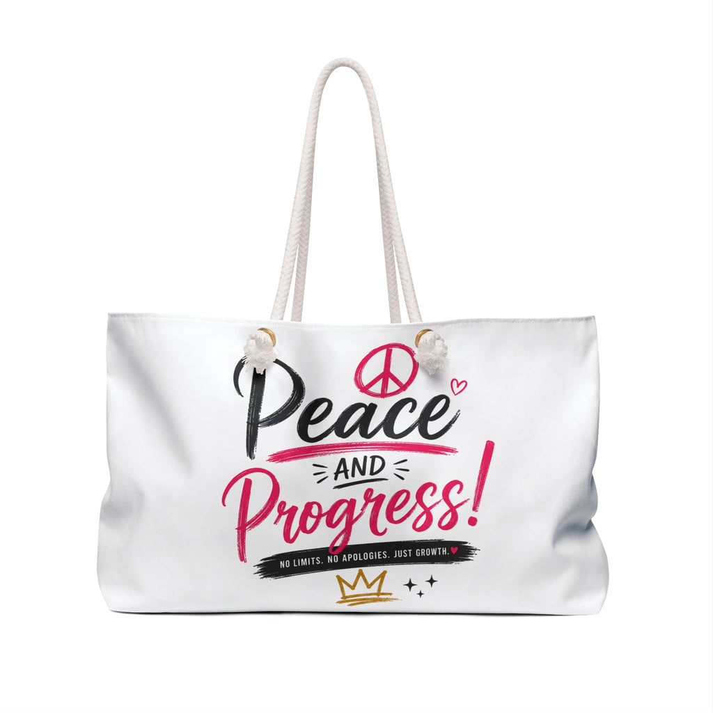 Peace and Progress Weekender Bag – Inspirational Travel Tote