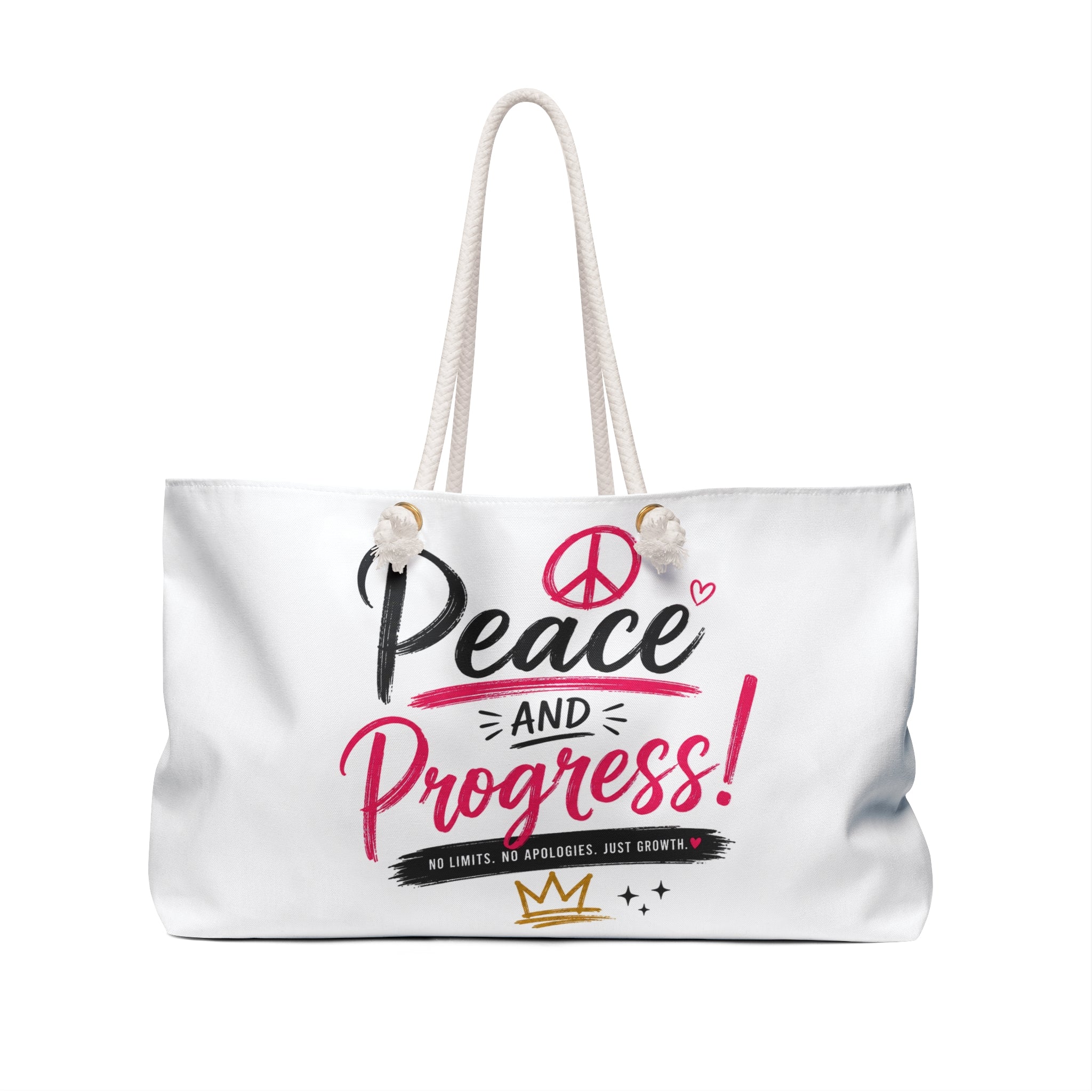 Peace and Progress Weekender Bag – Inspirational Travel Tote