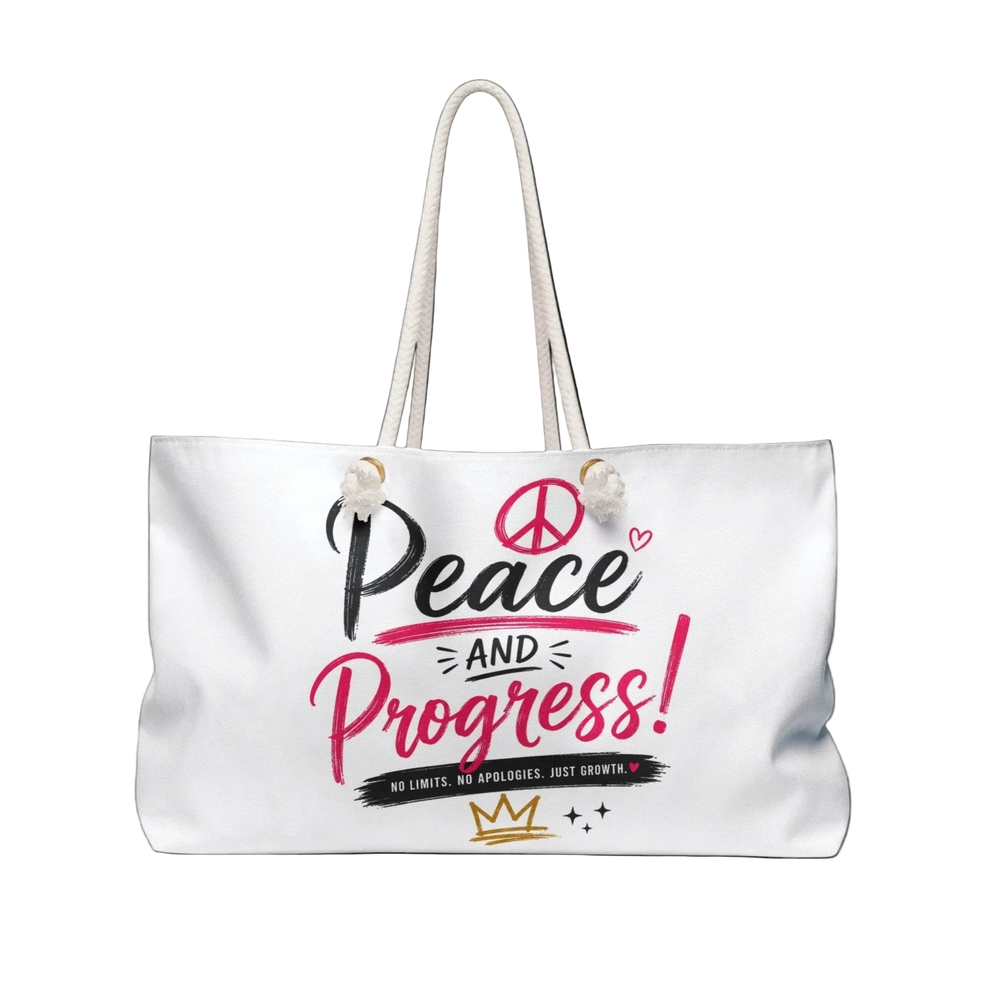 Peace and Progress Weekender Bag – Inspirational Travel Tote