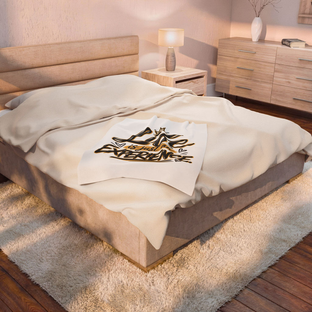 Velveteen Plush Blanket — "Life Is Just An Experience" Inspirational Throw