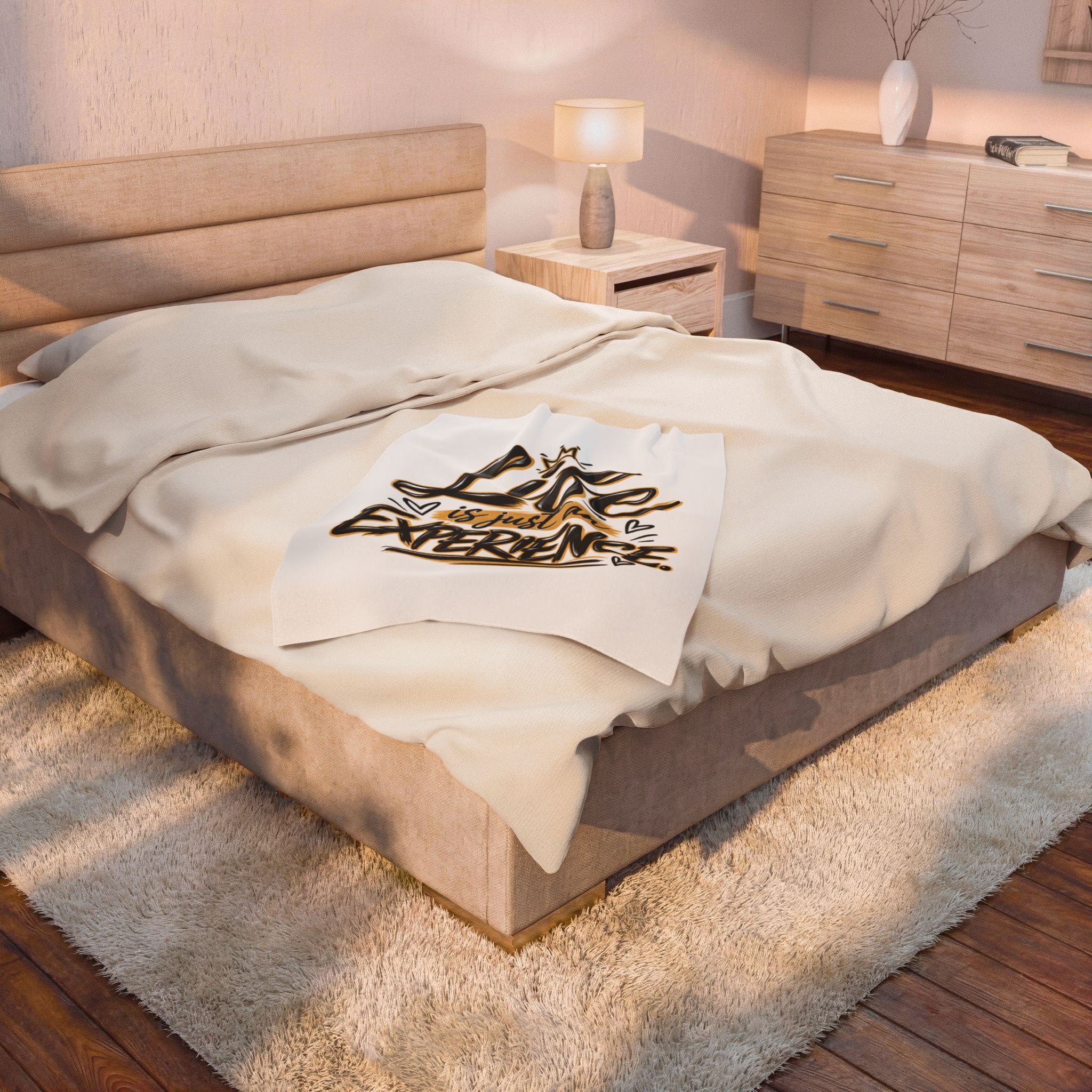 Velveteen Plush Blanket — "Life Is Just An Experience" Inspirational Throw
