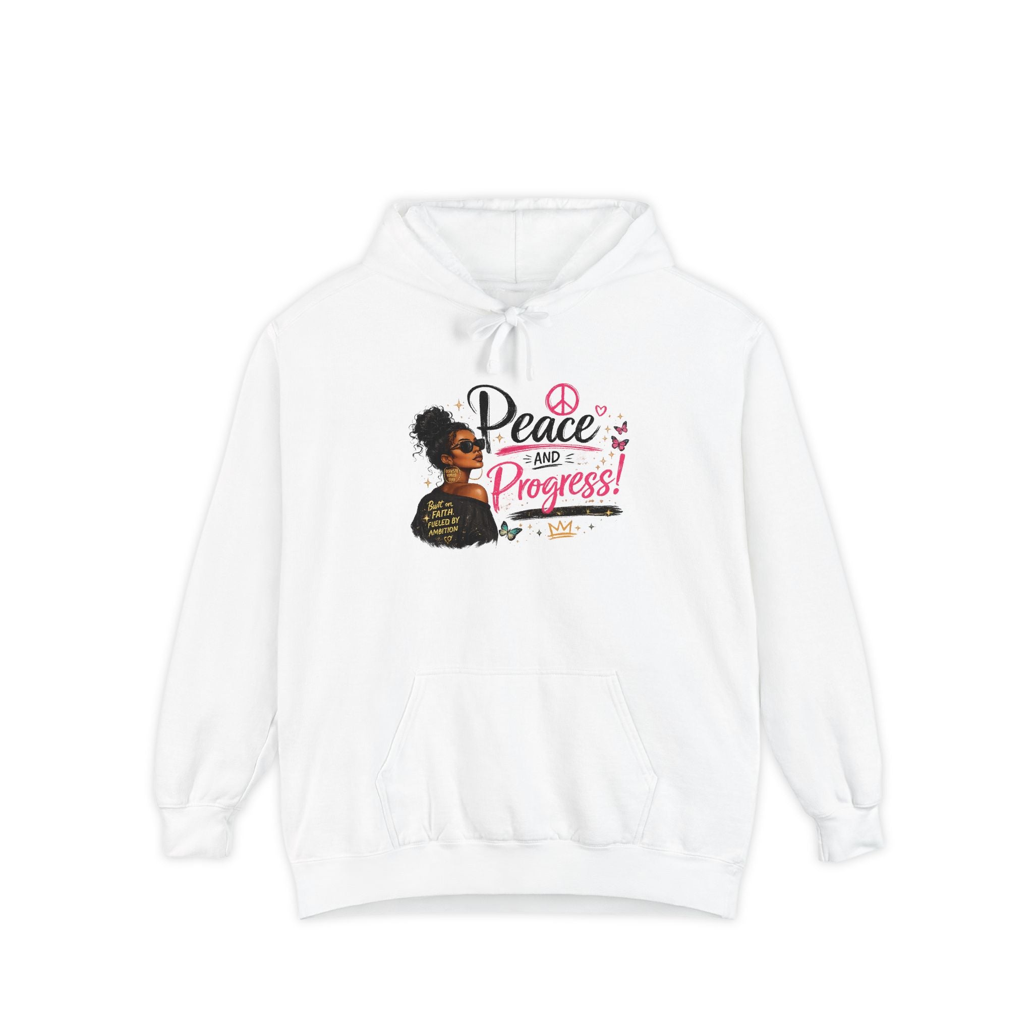 Peace and Progress Hoodie — Empowerment Graphic Pullover ("Peace over Progress")
