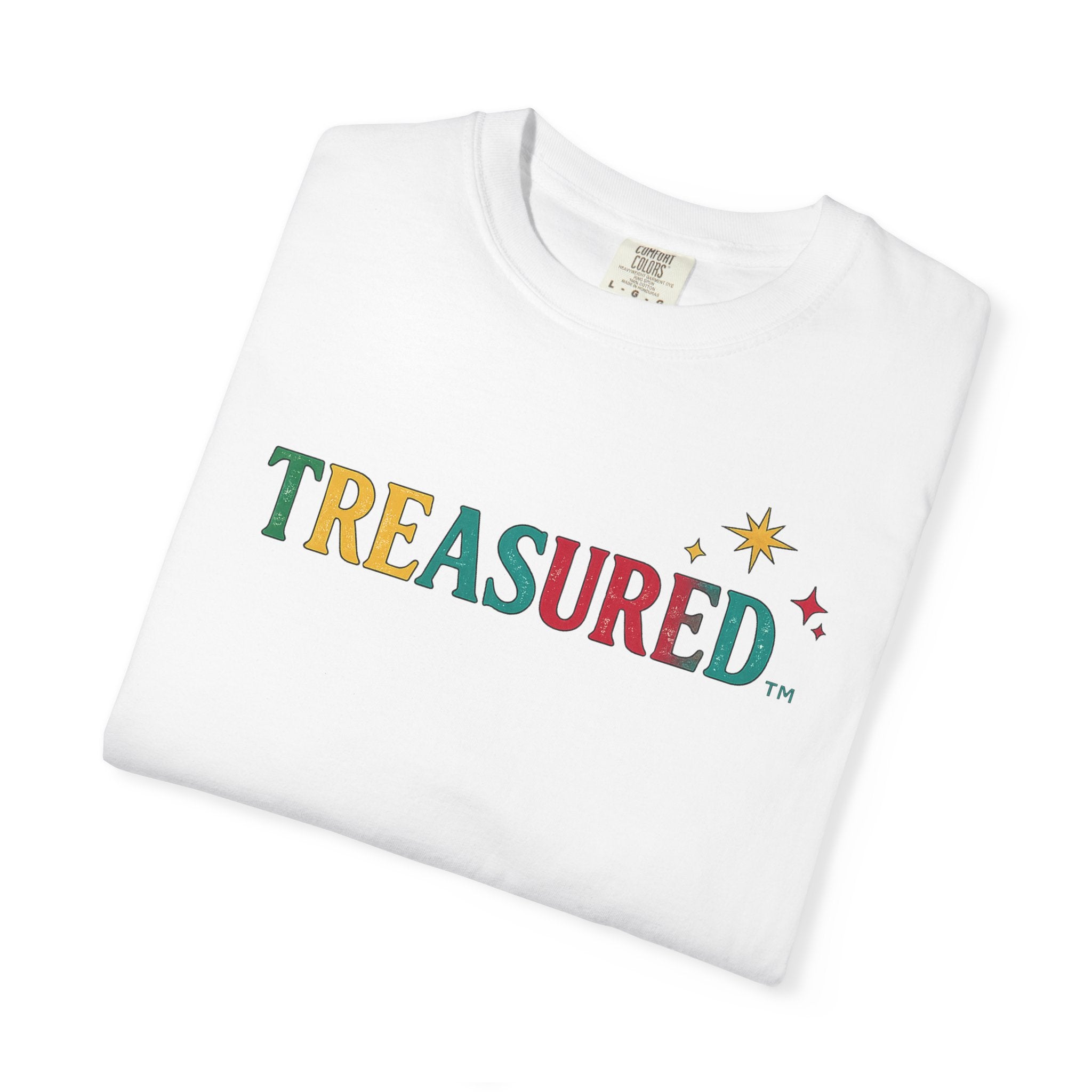 Treasured T-Shirt — Colorful Retro Text Graphic Tee