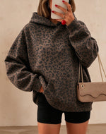 Women's Leopard-print Hooded Fleece-lined Sweatshirt thumbnail 5