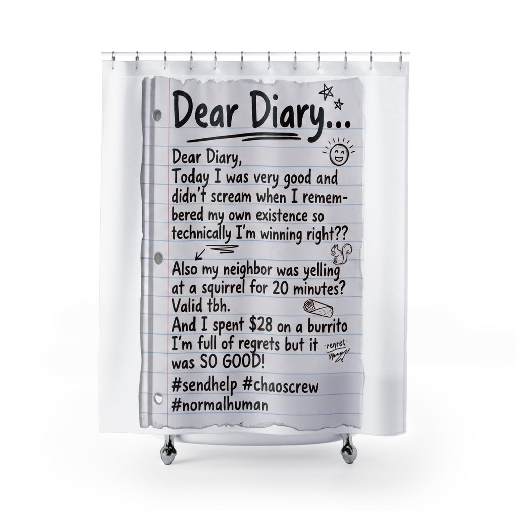 Diary Shower Curtain — Funny 'Dear Diary' Notebook Note Bathroom Curtain