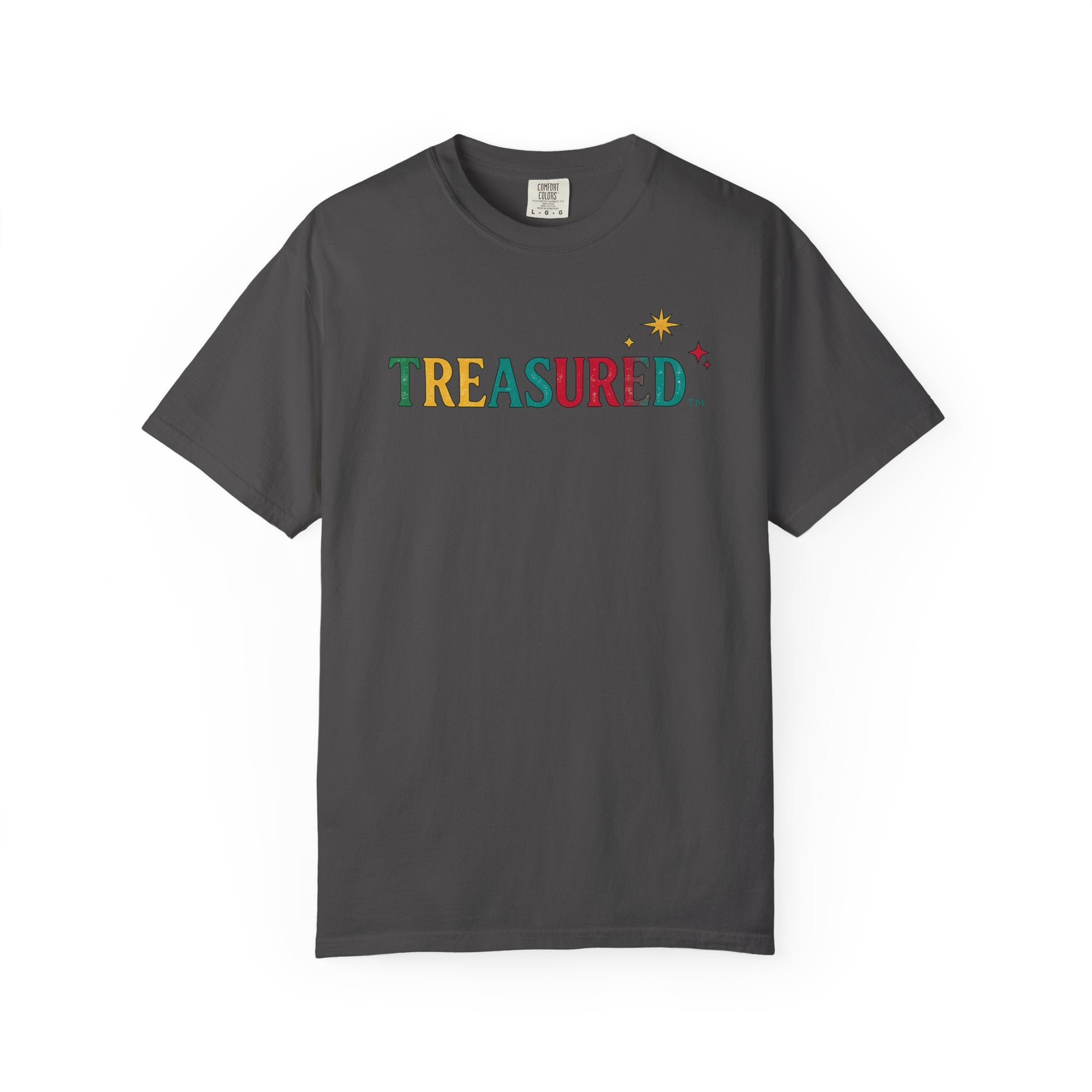 Treasured T-Shirt — Colorful Retro Text Graphic Tee