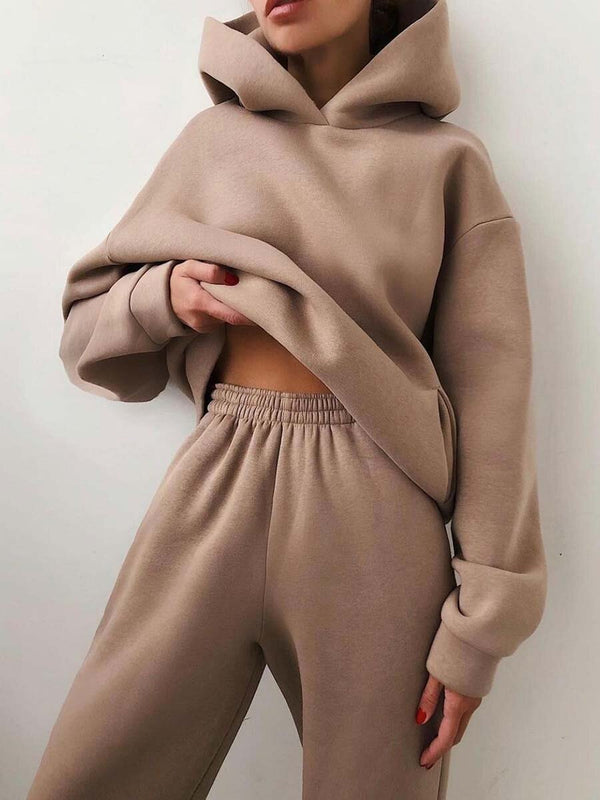 Women's Casual Hooded Sweater 2-piece Suit Clothes Hoodie Tracksuit