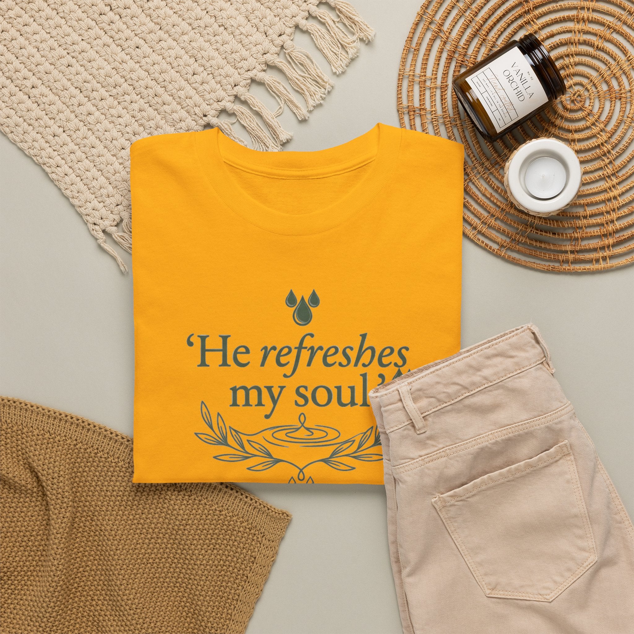 Psalm 23 "He Refreshes My Soul" T-Shirt