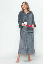 Double Take Full Size Pocketed Hooded Midi Lounge Dress thumbnail 6